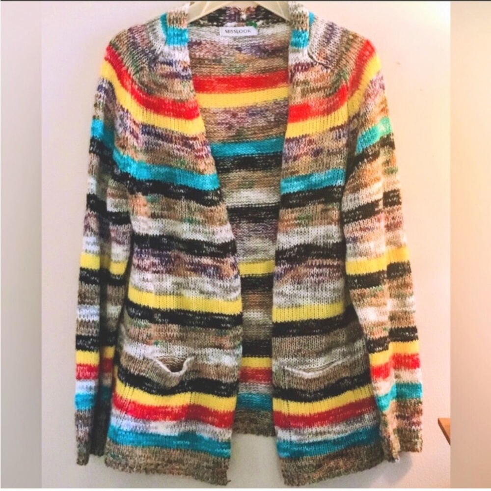 Misslook Multicolor Striped Cardigan M